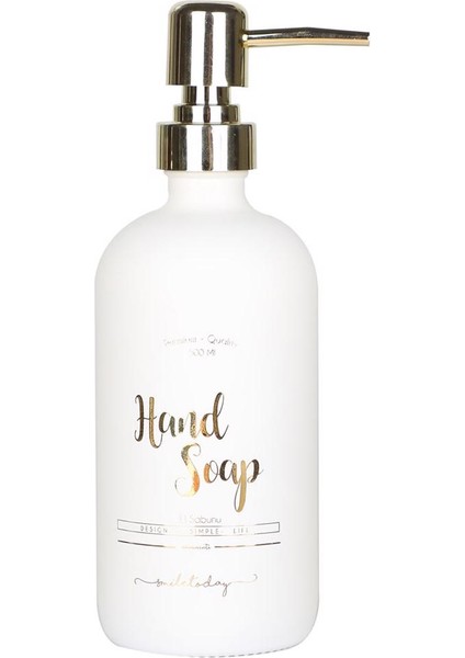 Binbirdemet Beyaz Cam El Sabunu Şişesi - 500 ml