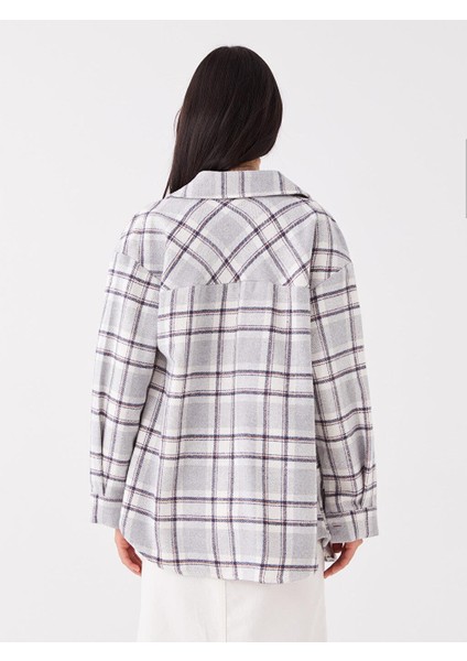 Lcw Vision Ekose Uzun Kollu Oversize Kadın Gömlek Ceket