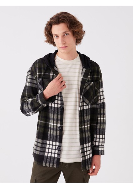 Lcw Casual Kapüşonlu Regular Fit Uzun Kollu Ekose Erkek Gömlek Ceket
