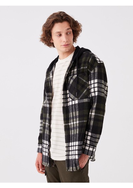 Lcw Casual Kapüşonlu Regular Fit Uzun Kollu Ekose Erkek Gömlek Ceket