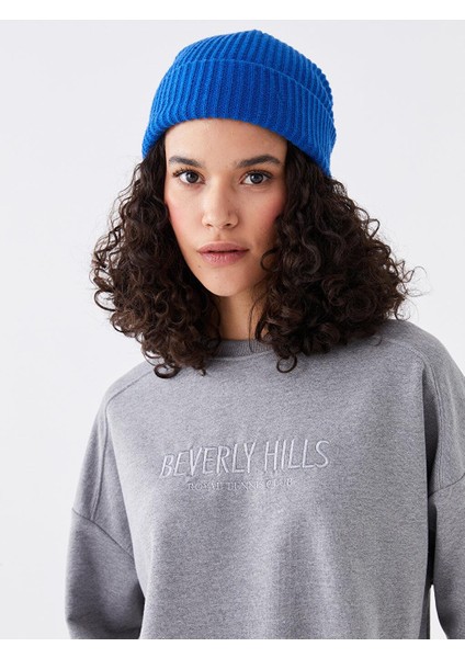 Lcw Vision Bisiklet Yaka Nakışlı Uzun Kollu Oversize Kadın Sweatshirt fiyatları