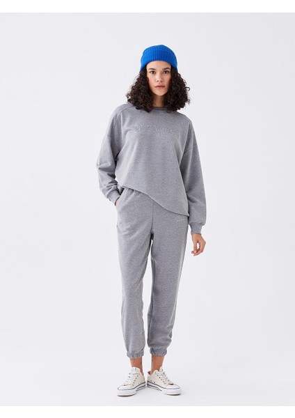 Lcw Vision Bisiklet Yaka Nakışlı Uzun Kollu Oversize Kadın Sweatshirt modelleri