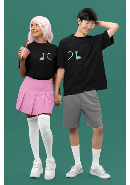 Kalpli Dinazorlar Sevgili/çift/arkadaşlık 2'li Tişört Seti