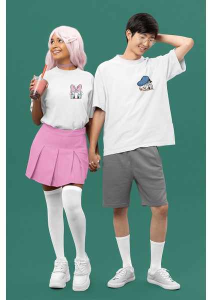 Donald Duck ve Daisy Duck Sevgili/çift/arkadaşlık 2'li Tişört Seti