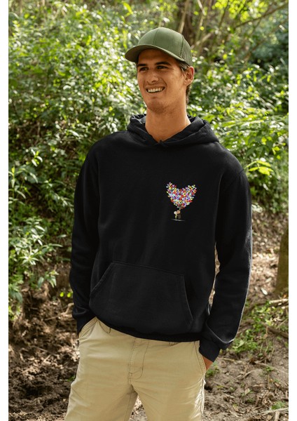 Yukarı Bak Balon Sevgili/çift/arkadaşlık 2'li Kapşonlu Sweatshirt Seti