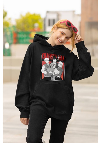 Anime Chainsaw Man Best Friend Kapşonlu Sweatshirt