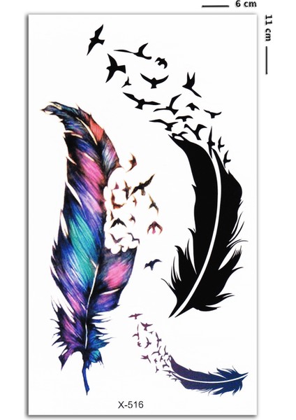 Kuş ve Tüy Küçük Boy Renkli Geçici Dövme fiyatları