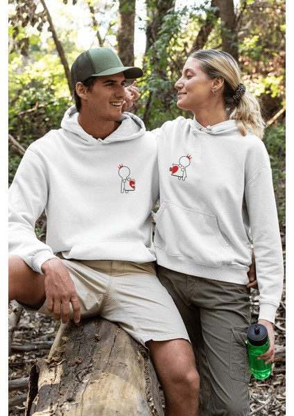 Yapboz Sevgili/çift/arkadaşlık 2'li Kapşonlu Sweatshirt Seti
