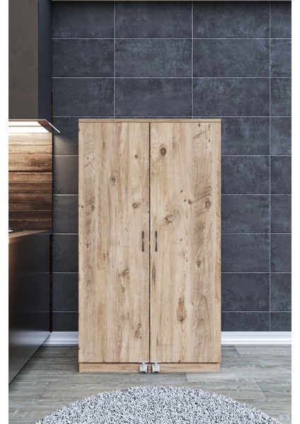 160CM 2 Kapaklı Iç Raflı Çok Amaçlı Erzak Mutfak Dolabı Meşe fiyatları