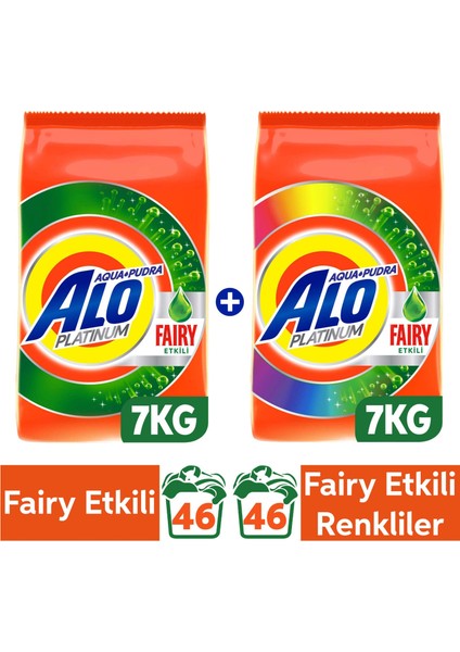 Platinum 14 kg Fairy Etkili Beyaz ve Renkli Aquapudra Toz Dtj (7x2)