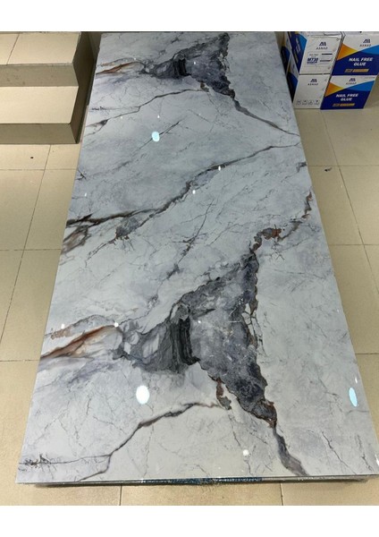 30X60 cm Sedef Mermer Desenli Kendinden Yapışkanlı Seramik Köpük Banyo Wc Kaplama Pvc Duvar Paneli