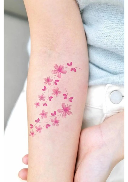 Floral Mini Boy Renkli Çiçek Dövmesi