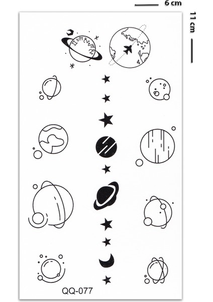Planets Geçici Dövme Mini Tattoo