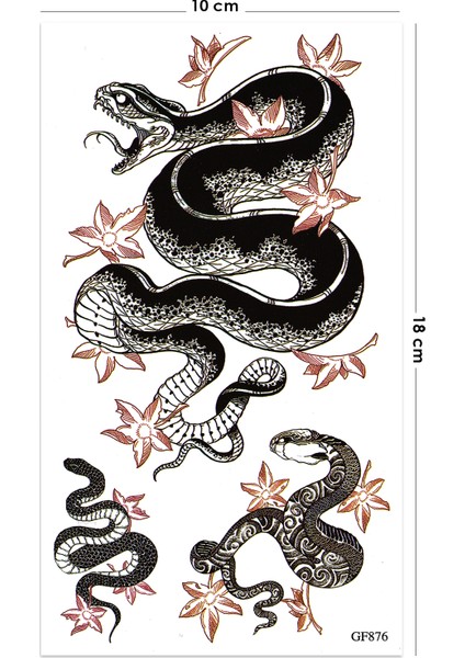 3 Parça Yılan Dövmesi Unisex Dövme Tattoo