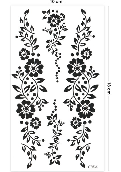 Siyah Çiçek Desenli Henna Geçici Dövme
