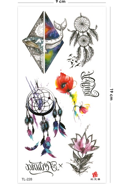 Fortuna Mandala Lotus Renkli Karışık Geçici Dövme
