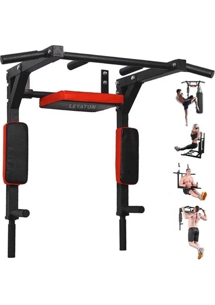 Tekno Trust Siyah Orjinal 3ü 1 Arada Duvar Barfiks Barı Dips Spor Aleti Duvara Monte 80 - 100 cm 70