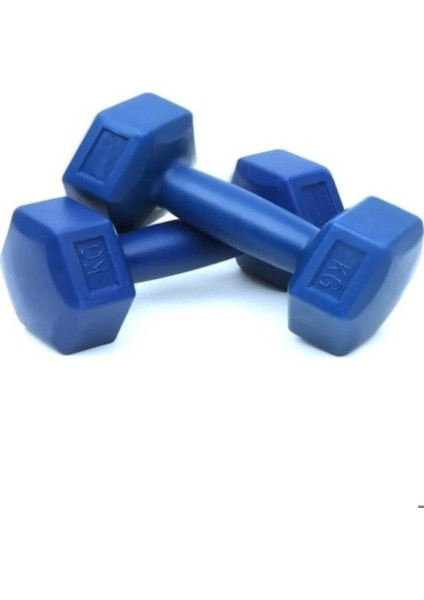 Tekno Trust Mavi (10KG x 2 Adet) Dambıl ve Atlama Ipi Kombin Seti Vinyl Kaplama Dumbell 80 - 100 cm Ikili