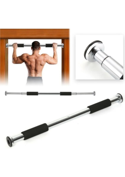 Tekno Trust Kapı Arası Barfiks Demir Çubuğu 60-100 cm Ayarlanabilir Barfiks Çekme Demiri Barfix Aleti Gümüş 80