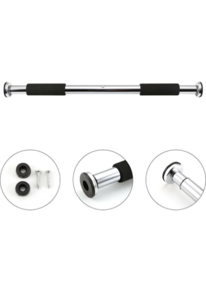Tekno Trust Kapı Arası Barfiks Demir Çubuğu 60-100 cm Ayarlanabilir Barfiks Çekme Demiri Barfix Aleti Gümüş 80