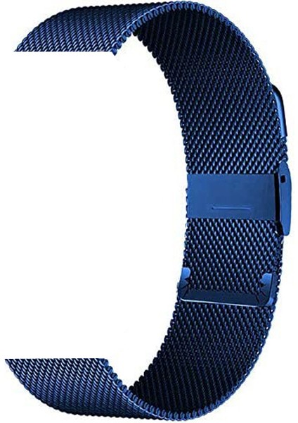 Huawei Watch Gt 3 Active 46MM Kordon Çıtçıtlı Hasır Metal Örgülü KRD45 Lacivert