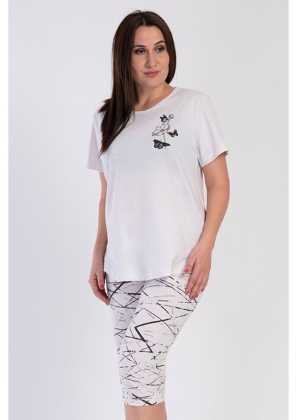 Kadın Büyük Kısa Kol Kaprili Pijama Takım 312064