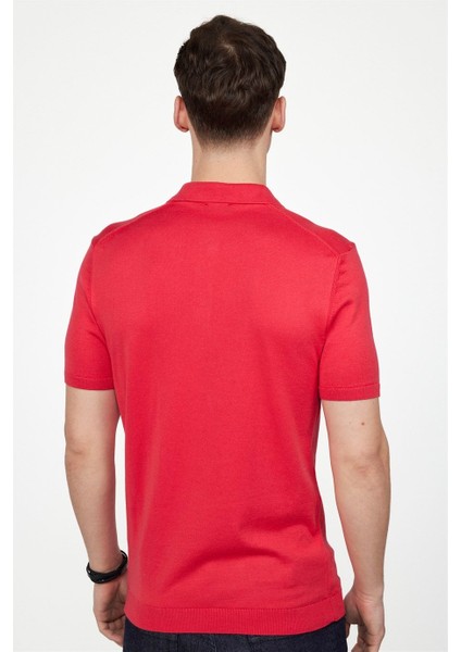 Erkek Slim Fit Dar Kesim Pamuklu Örme Triko Pembe Polo Yaka Tişört fırsatları