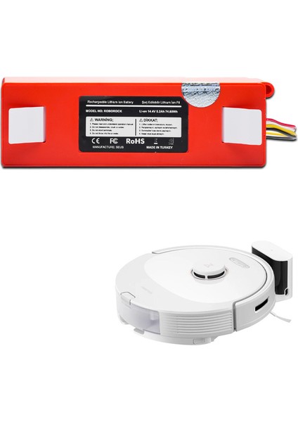 Roborock Q8 Batarya Kutulu (ORJİNAL KAPASİTE) 5200mAh Pil Akıllı Robot Süpürge Batarya Değişimi