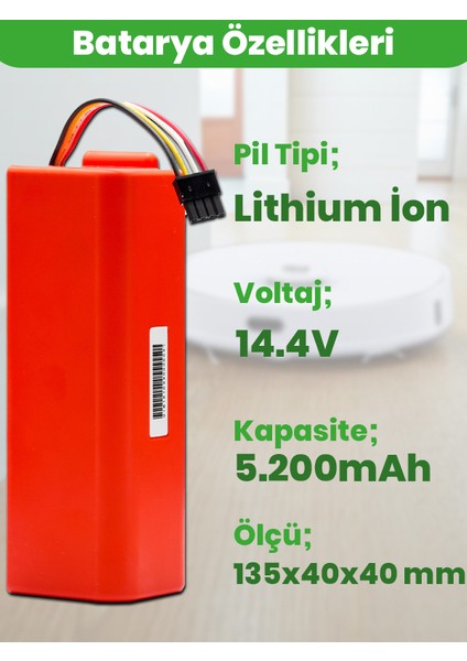 Roborock Q8 Batarya Kutulu (ORJİNAL KAPASİTE) 5200mAh Pil Akıllı Robot Süpürge Batarya Değişimi