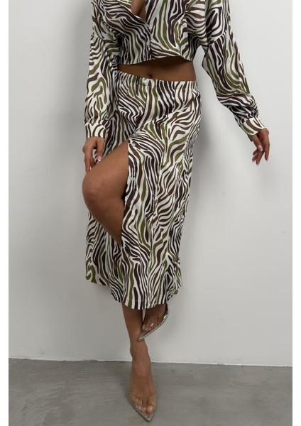 Yanı Yırtmaçlı Desenli Etek fiyatları