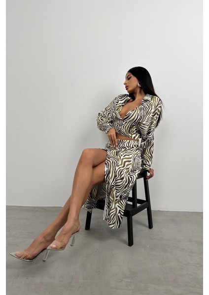 Yanı Yırtmaçlı Desenli Etek modelleri