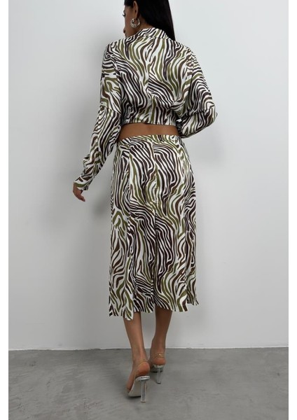 Yanı Yırtmaçlı Desenli Etek fırsatları