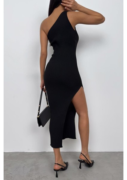 Yırtmaç Detay Tek Omuz Elbise indirimleri