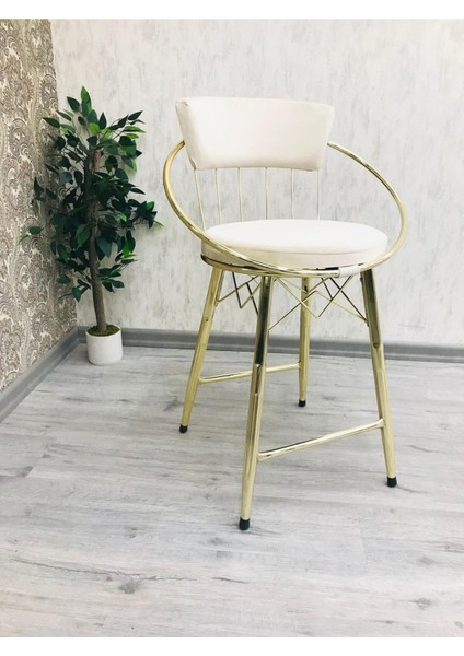 Bar Sandalyesi , Ada Mutfak Sandalyesi , Bar Taburesi , Yüksek Sandalye Krem-Gold