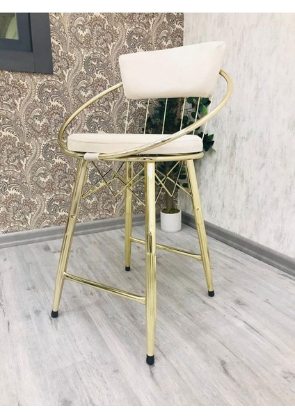 Bar Sandalyesi , Ada Mutfak Sandalyesi , Bar Taburesi , Yüksek Sandalye Krem-Gold