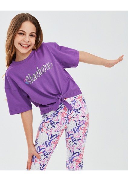 Graphic Tee G Short Sleeve Büyük Kız Çocuk Pembe Tshirt Sk241045-612 modelleri