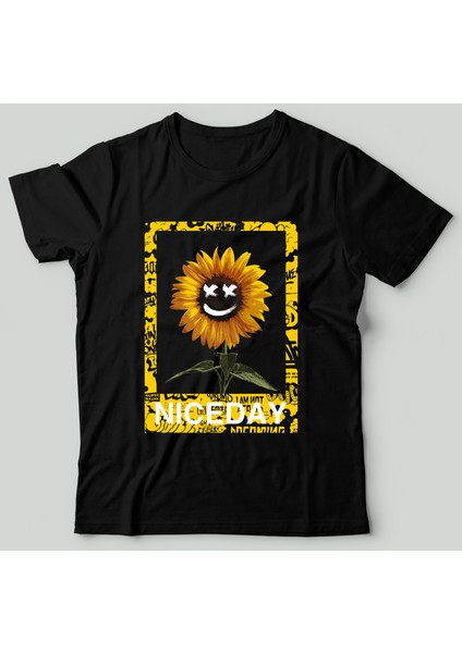 Sunflower - Smiley - Niceday' Temalı Oversize Street Wear Unisex T-Shirt.