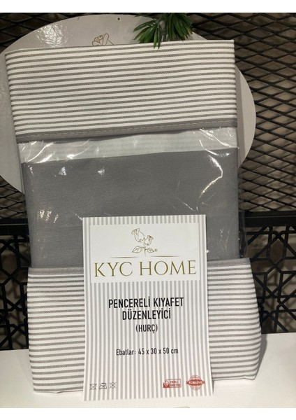 KYC Home Pencereli Kıyafetdüzenleyici  Hurç 45X30X50 Ebat Gri