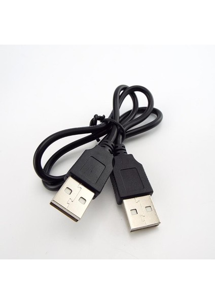 Çift USB 2.0 Tip A Erkek - Erkek Bilgisayar Uzatma Kablosu Adaptör Konnektörü Genişletici Kablo Yüksek Hızlı Aktarım Veri Senkronizasyon Hattı (Yurt Dışından)