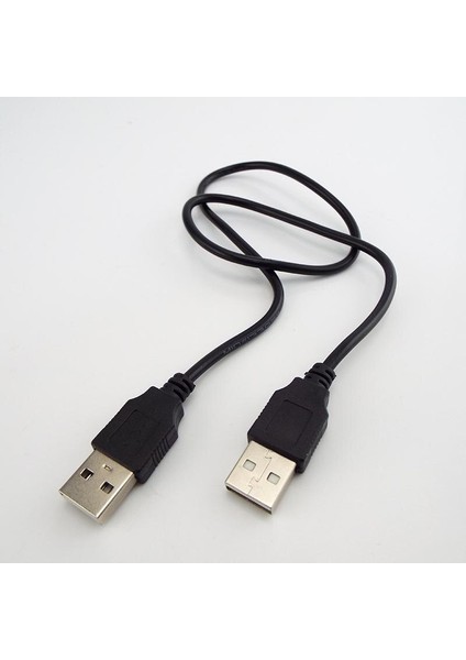 Çift USB 2.0 Tip A Erkek - Erkek Bilgisayar Uzatma Kablosu Adaptör Konnektörü Genişletici Kablo Yüksek Hızlı Aktarım Veri Senkronizasyon Hattı (Yurt Dışından)