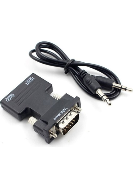 HDMI Uyumlu To VGA HDMI Uyumlu Kadın - VGA Erkek Dönüştürücü Adaptör W/ses Desteği 1080P (Yurt Dışından)