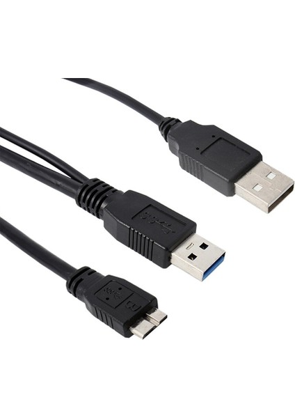 1 Adet Çift A'dan Mikro B'ye USB 3.0 Y Kablo Hareket Sabit Disk Kablosu USB Sata Kablosu USB Yükseltici Kart RJ45 Konektörü Dvi-D VGA Çift Psu (Yurt Dışından)