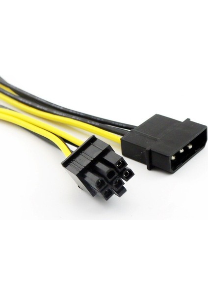 1x4 Pin Molex Erkek Tak 6 Pin Pcı-Express Dişi Pcıe Video Güç Adaptörü Konnektör Kablo Kordonu Siyah 20 cm (Yurt Dışından)