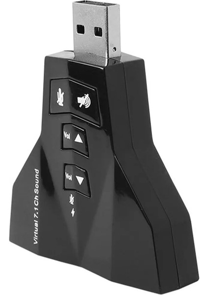Sanal 7.1 Kanal Ses Ses Kartı Adaptörü Dizüstü Pc Mikrofon 3.5mm Inters USB Mikrofon Hoparlör Adaptörü Basit Kullanım (Yurt Dışından)