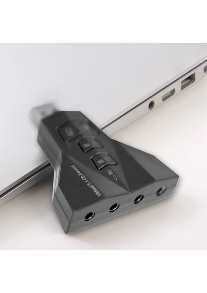Sanal 7.1 Kanal Ses Ses Kartı Adaptörü Dizüstü Pc Mikrofon 3.5mm Inters USB Mikrofon Hoparlör Adaptörü Basit Kullanım (Yurt Dışından)