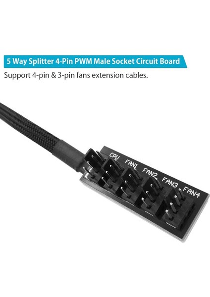 Ila 5 4-Pin Pwm Fan Hub Splitter Adaptörü Cpu Soğutucu Fan Pc Kasa Şasi Soğutma Fanı Kollu Güç Kablosu (Yurt Dışından)