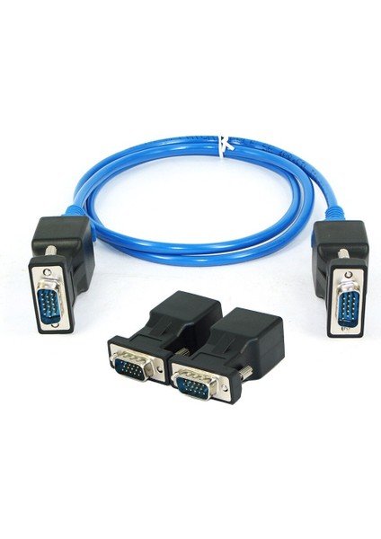 2 Adet VGA RJ45 Adaptörü VGA Genişletici Erkek Dişi Lan RJ45 Cat5 Cat6 20M Ağ Kablosu Adaptörü Pc Laptop Için Dvr Medya Merkezi (Yurt Dışından)