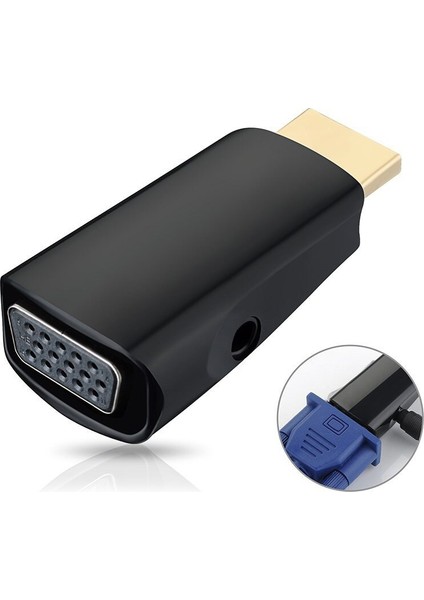 HDMI - VGA Dönüştürücü Pc Dizüstü Masaüstü Tv Kutusu Veya Diğer HDMI Giriş Cihazları Için Konektörlü 3,5 mm Ses Kablosuyla Altın Kaplama (Yurt Dışından)