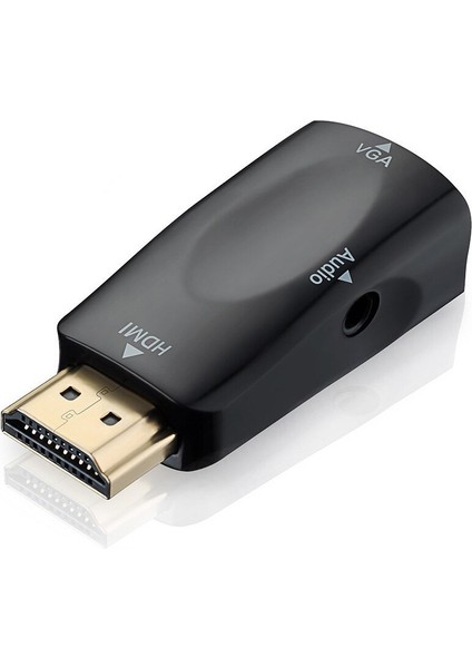 HDMI - VGA Dönüştürücü Pc Dizüstü Masaüstü Tv Kutusu Veya Diğer HDMI Giriş Cihazları Için Konektörlü 3,5 mm Ses Kablosuyla Altın Kaplama (Yurt Dışından)