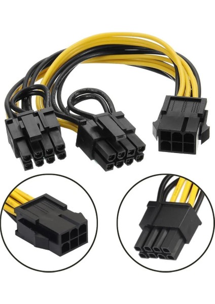 6 Pin - Çift Pcıe 8 Pin (6+2) Grafik Kartı Pcı Express Güç Adaptörü Gpu VGA Uzatma Kablosu Madencilik Kartı Güç Kablosu (Yurt Dışından)